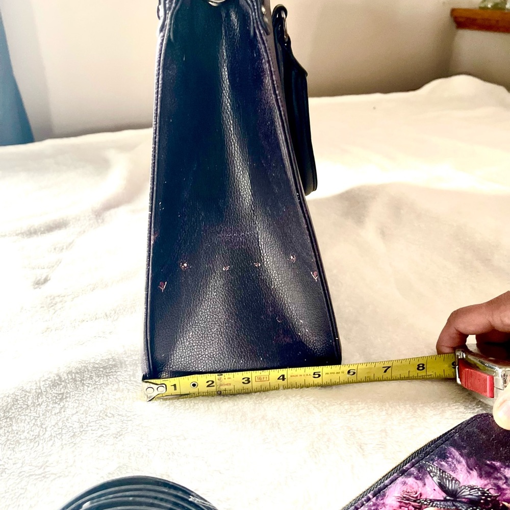 Floral Skull Tote Bag and Wallet combo. Black and Purple - Picture 6 of 10